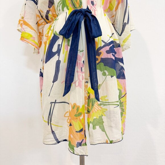 Lilka Silk Cotton Tie Front Bohemian Floral Kimono Coverup Anthropologie Medium - Picture 3 of 10